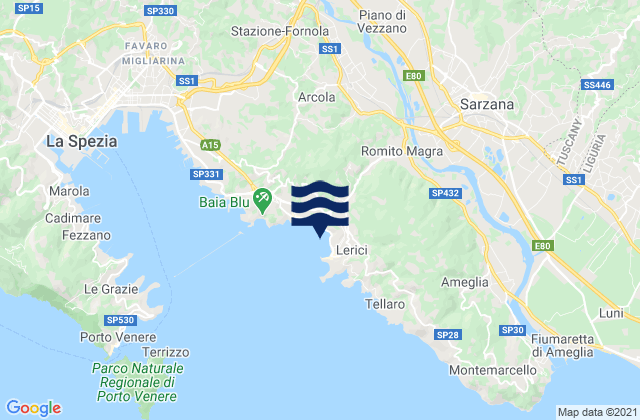 Karte der Gezeiten Romito Magra, Italy