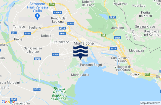 Karte der Gezeiten Ronchi dei Legionari, Italy
