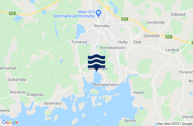 Karte der Gezeiten Ronneby Kommun, Sweden