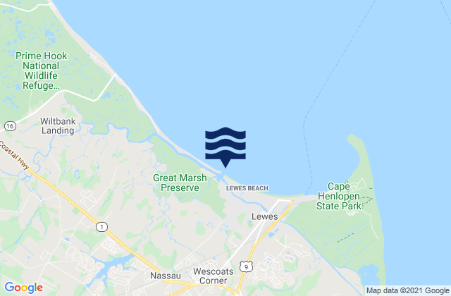 Karte der Gezeiten Roosevelt Inlet Bay, United States