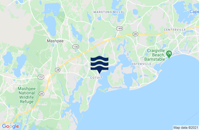 Karte der Gezeiten Ropes Beach, United States