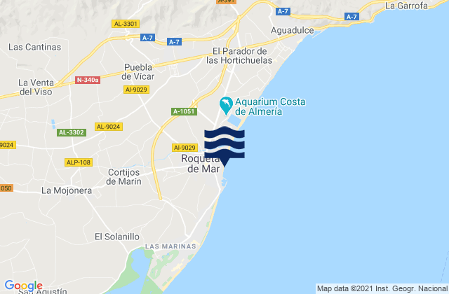 Karte der Gezeiten Roquetas de Mar, Spain