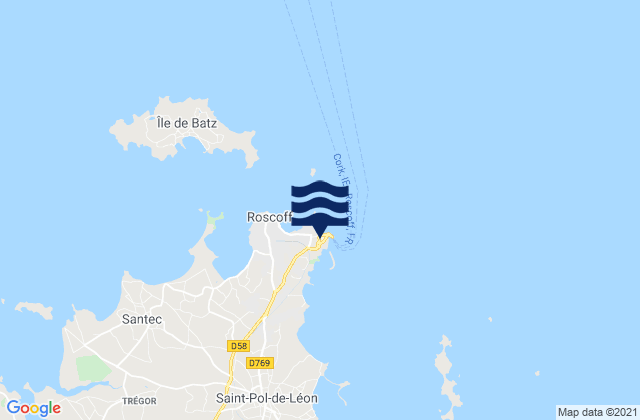 Karte der Gezeiten Roscoff Port, France