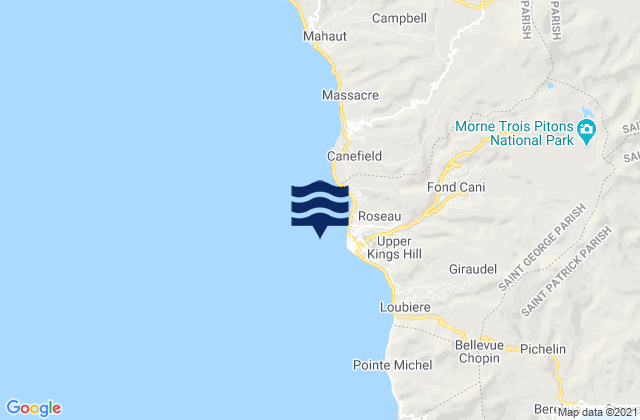 Karte der Gezeiten Roseau (Dominica), Martinique