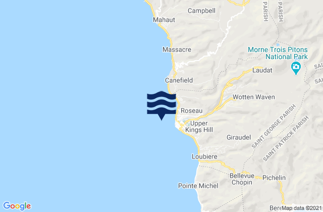 Karte der Gezeiten Roseau, Dominica