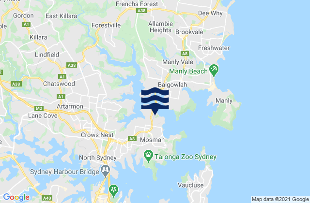 Karte der Gezeiten Rosherville (Chinamans) Beach, Australia