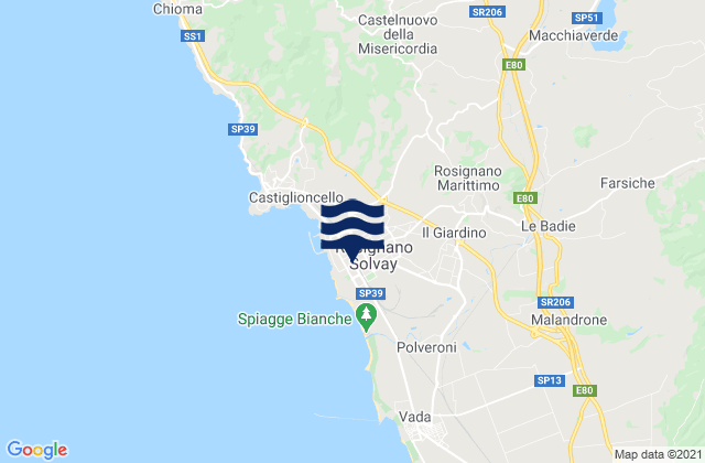 Karte der Gezeiten Rosignano Solvay-Castiglioncello, Italy