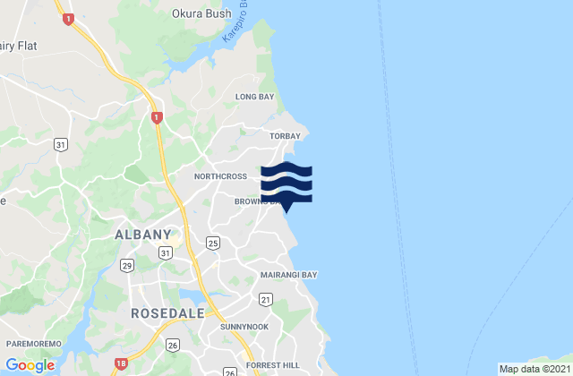Karte der Gezeiten Rothesay Bay, New Zealand