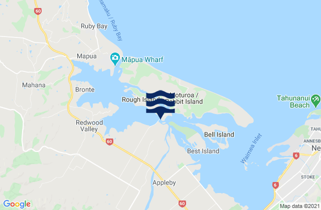 Karte der Gezeiten Rough Island, New Zealand