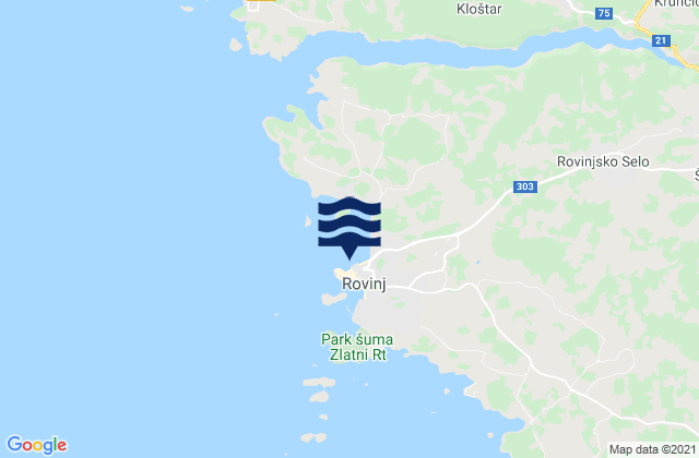Karte der Gezeiten Rovinj-Rovigno, Croatia