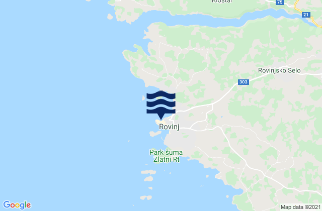 Karte der Gezeiten Rovinj, Croatia