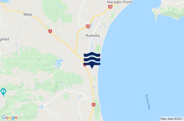 Karte der Gezeiten Ruakaka, New Zealand
