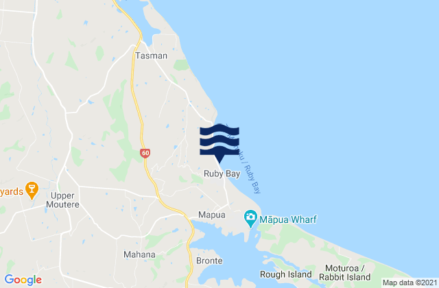 Karte der Gezeiten Ruby Bay, New Zealand