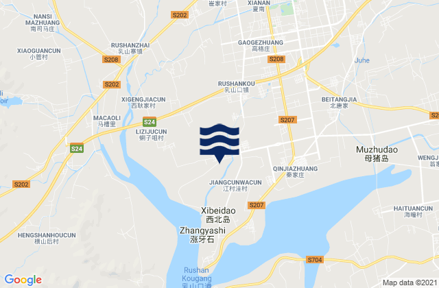 Karte der Gezeiten Rushankou, China