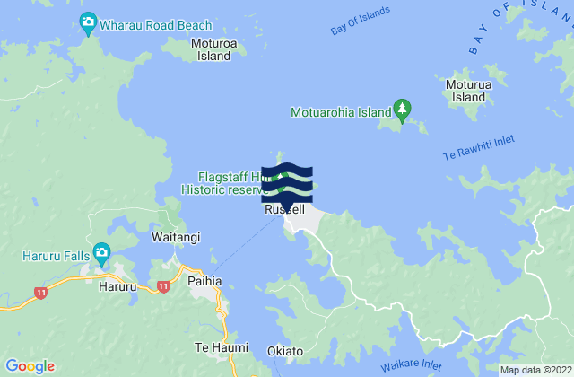Karte der Gezeiten Russell, New Zealand