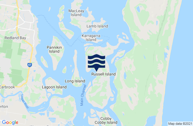 Karte der Gezeiten Russell Island, Australia
