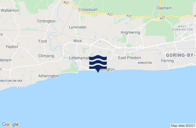 Karte der Gezeiten Rustington Beach, United Kingdom
