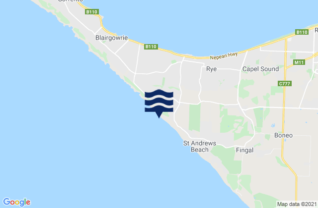 Karte der Gezeiten Rye Ocean Beach, Australia