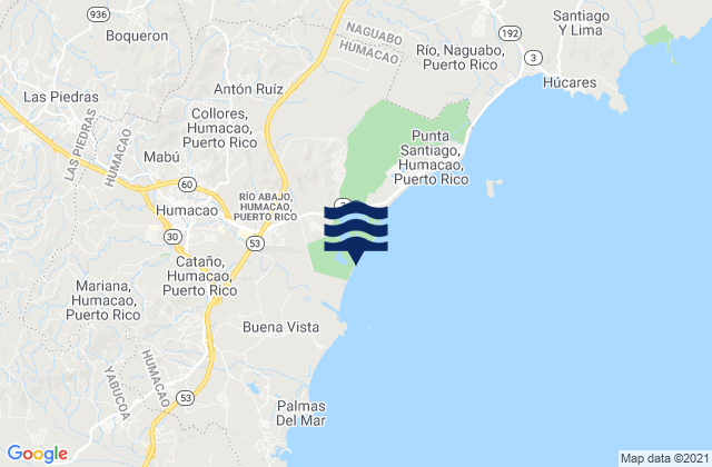 Karte der Gezeiten Río Abajo Barrio, Puerto Rico