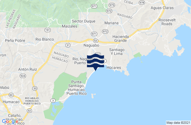 Karte der Gezeiten Río Blanco Barrio, Puerto Rico