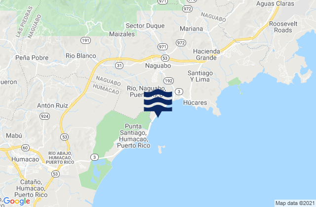 Karte der Gezeiten Río Blanco, Puerto Rico
