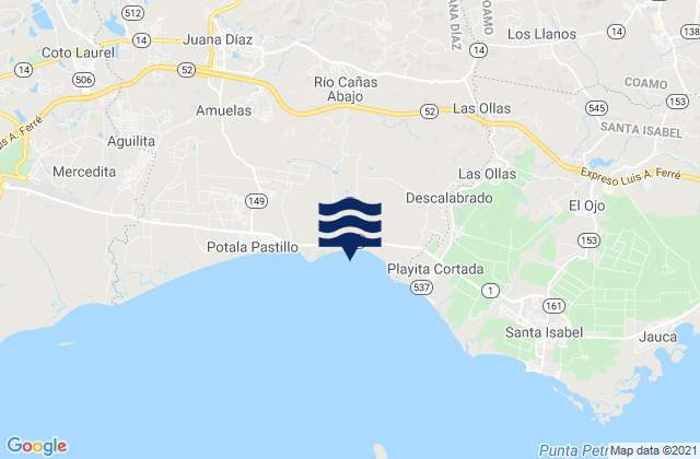 Karte der Gezeiten Río Cañas Abajo, Puerto Rico