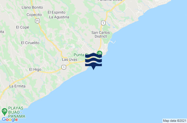 Karte der Gezeiten Río Mar, Panama