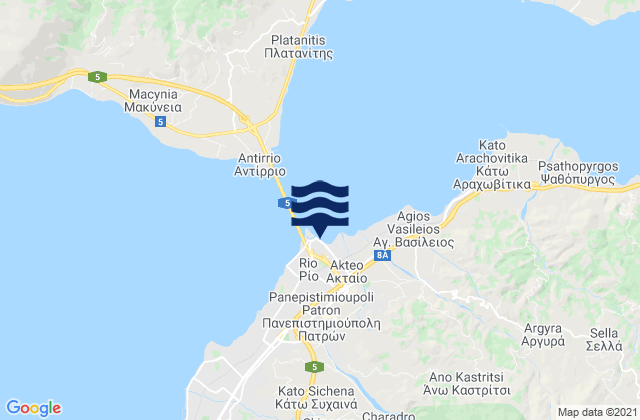 Karte der Gezeiten Río, Greece