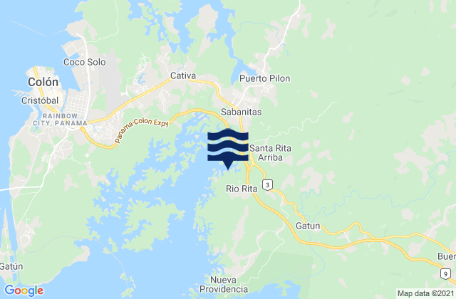 Karte der Gezeiten Río Rita, Panama