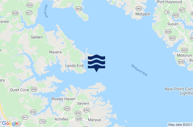 Karte der Gezeiten SW Branch, Severn River, Mobjack Bay, United States