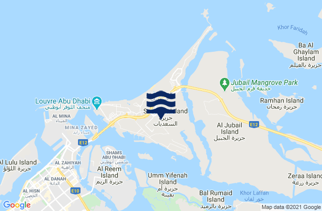 Karte der Gezeiten Saadiyat Island, United Arab Emirates