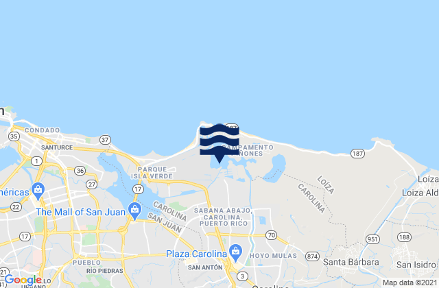 Karte der Gezeiten Sabana Abajo Barrio, Puerto Rico