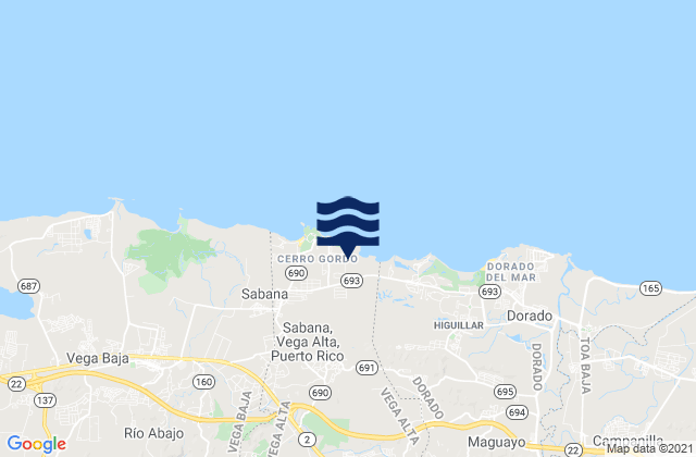 Karte der Gezeiten Sabana Barrio, Puerto Rico