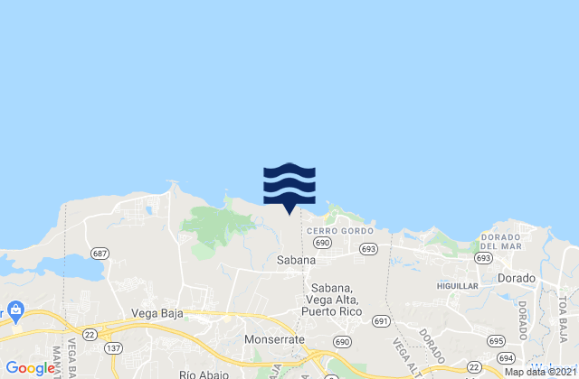 Karte der Gezeiten Sabana, Puerto Rico