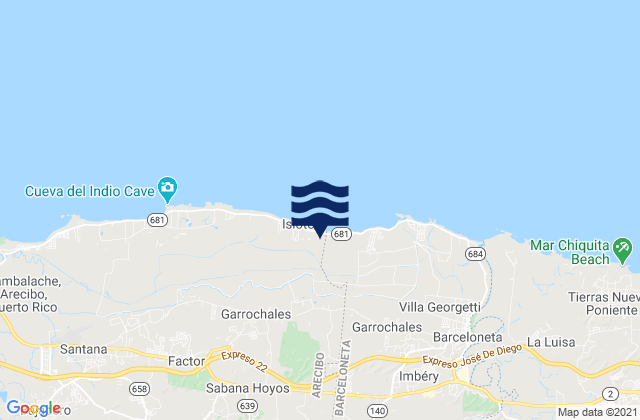 Karte der Gezeiten Sabana Hoyos Barrio, Puerto Rico