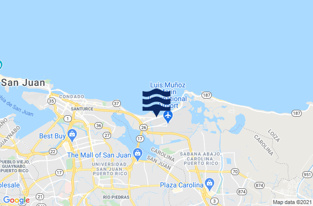 Karte der Gezeiten Sabana Llana Norte Barrio, Puerto Rico
