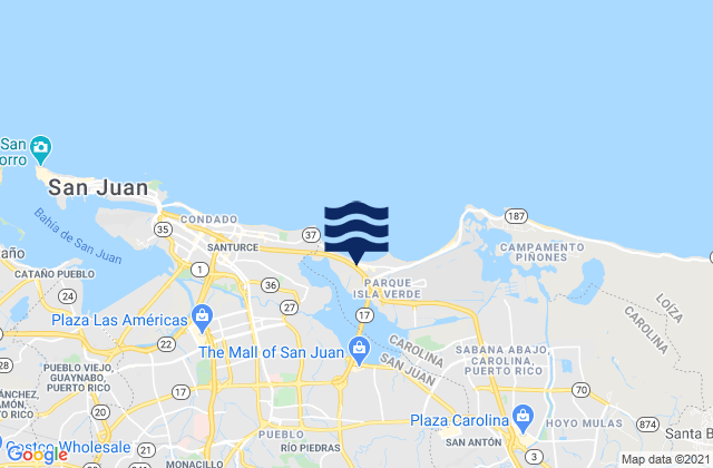 Karte der Gezeiten Sabana Llana Sur Barrio, Puerto Rico