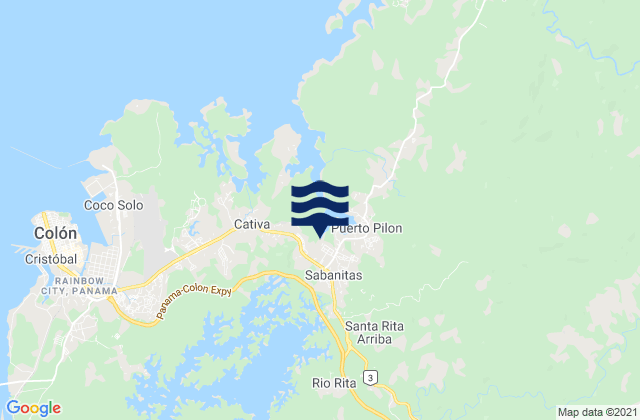 Karte der Gezeiten Sabanitas, Panama