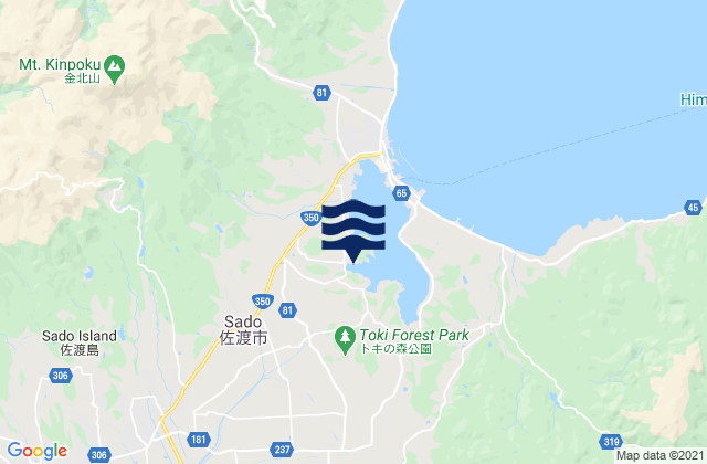 Karte der Gezeiten Sado Shi, Japan
