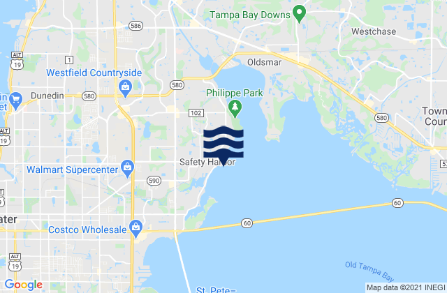 Karte der Gezeiten Safety Harbor (Old Tampa Bay), United States