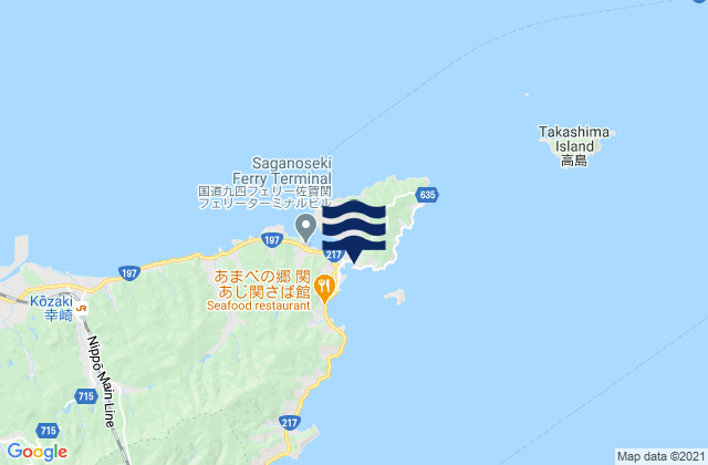 Karte der Gezeiten Saganoseki, Japan