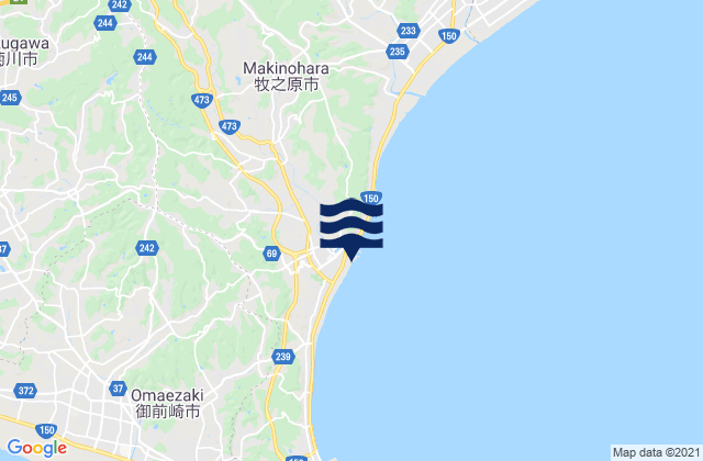 Karte der Gezeiten Sagara, Japan