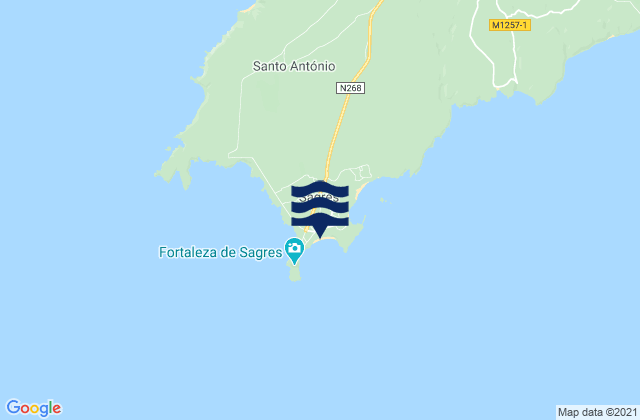 Karte der Gezeiten Sagres (South), Portugal