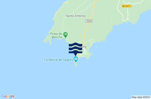 Karte der Gezeiten Sagres (Tonel), Portugal
