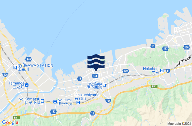 Karte der Gezeiten Saijō, Japan