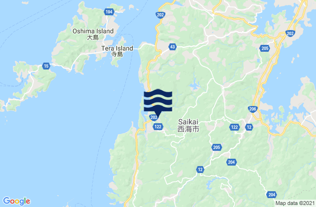 Karte der Gezeiten Saikai-shi, Japan