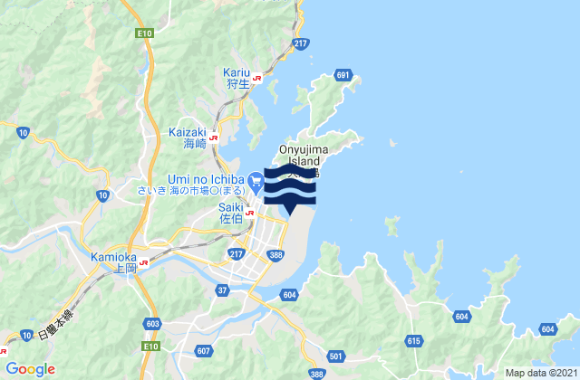 Karte der Gezeiten Saiki-Nagasima, Japan