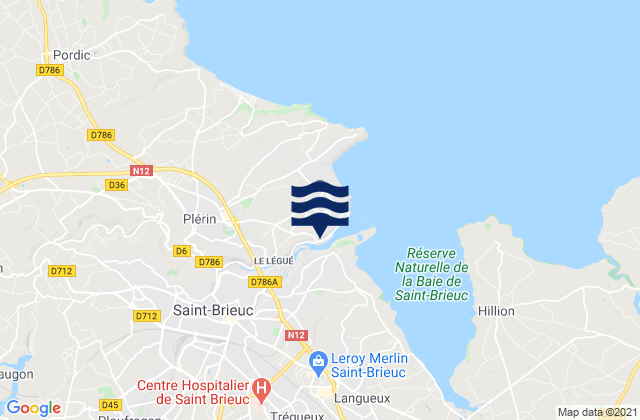 Karte der Gezeiten Saint-Brieuc, France