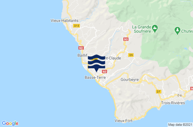 Karte der Gezeiten Saint-Claude, Guadeloupe