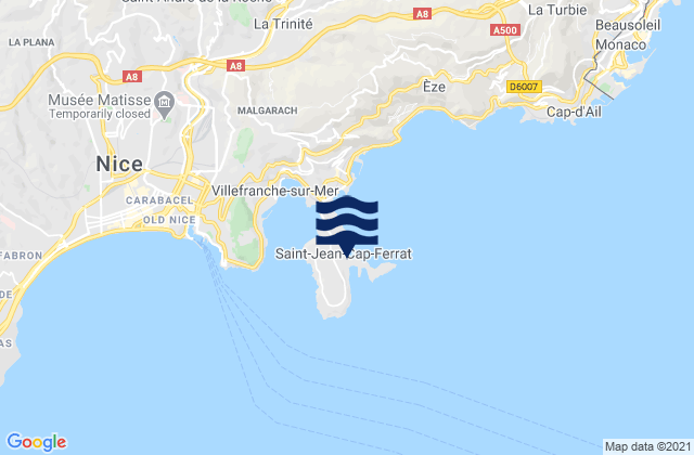 Karte der Gezeiten Saint-Jean-Cap-Ferrat, France
